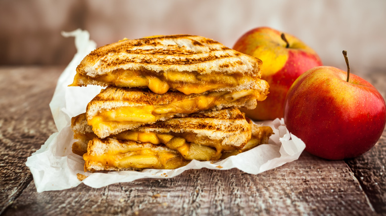 Grilled cheese and apple sandwich.