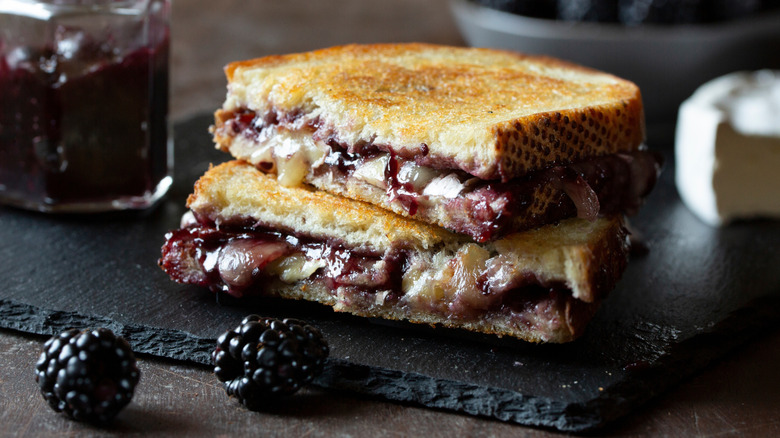 Grilled cheese and blackberry sandwich.