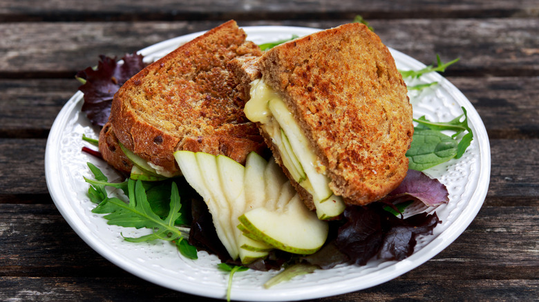Grilled cheese and pear sandwich.