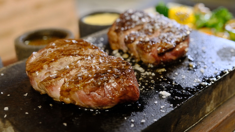 steak in skillet