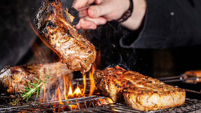 steak on grill