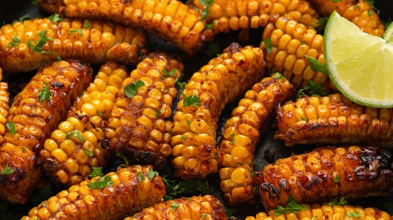 corn ribs with lime wedge
