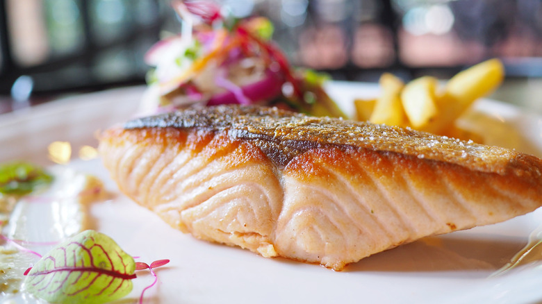 salmon cooked with skin on