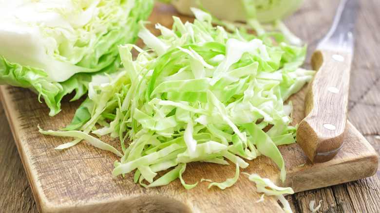 diced cabbage on board