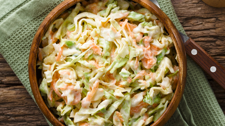 coleslaw being served