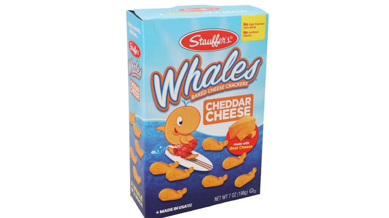 A box of Stauffer's cheesy whale crackers.