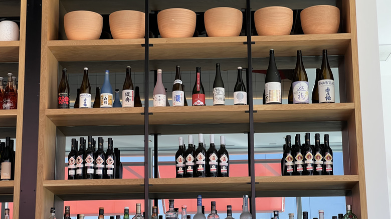The bar area interior at a Bamboo Sushi location in San Ramon, California