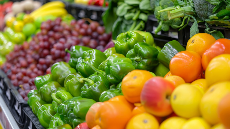 Peppers in a grocery store
