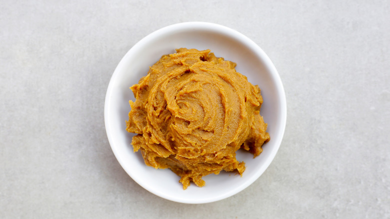 Bowl of blonde miso paste