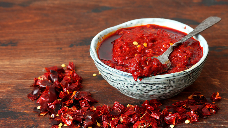homemade bowl of harissa paste