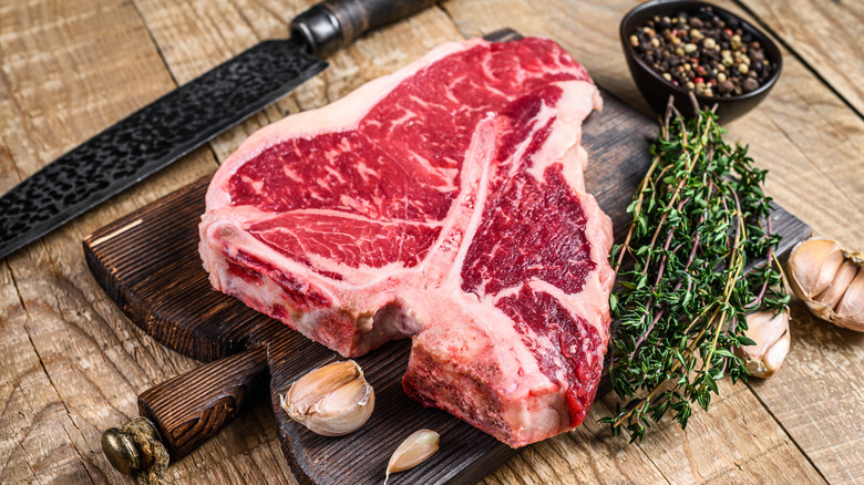 T-bone steak on board
