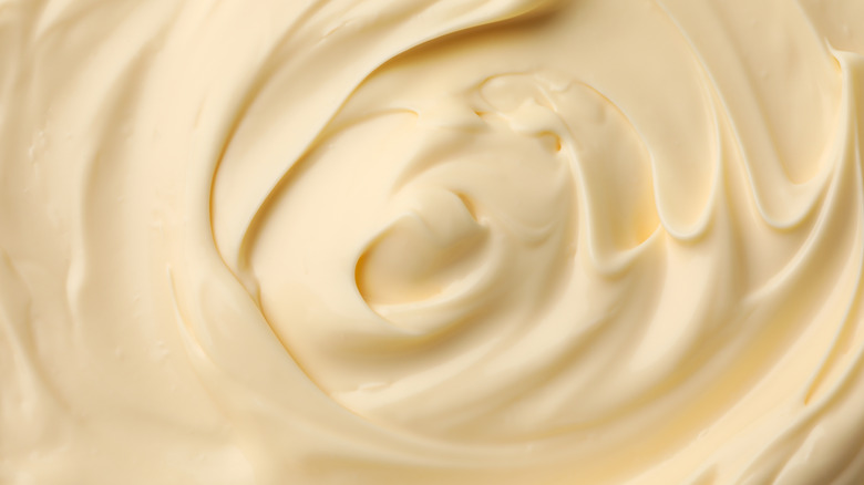 overhead texture shot of mayonnaise