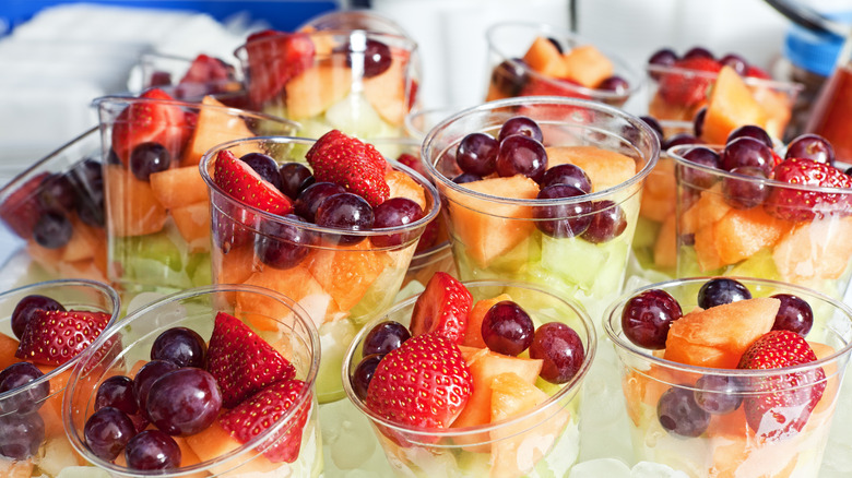 fresh fruit cups on ice