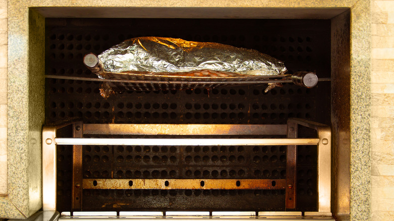 grilled meat wrapped in a foil