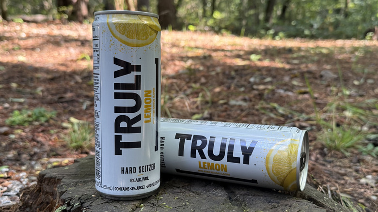 Two cans of lemon Truly seltzer