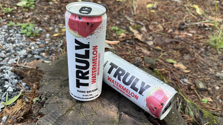 Two cans of watermelon Truly seltzer