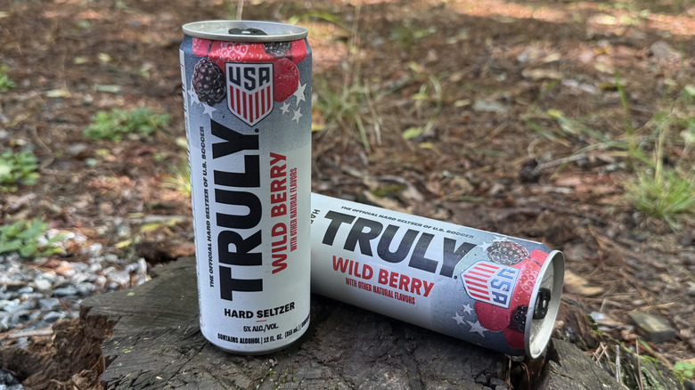 Two cans of wild berry Truly seltzer