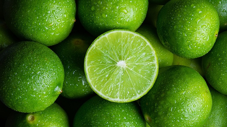 Many limes, one sliced in half