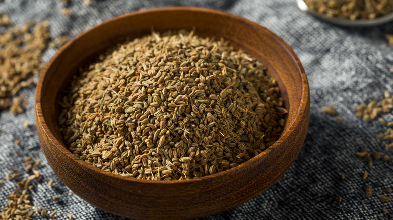 ajwain in wooden bowl