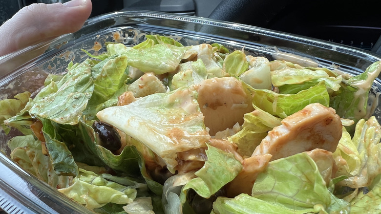 Close-up of a Panera salad