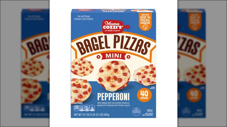 Mama Cozzi's Pizza Kitchen Mini Pepperoni Pizza Bagels from Aldi.