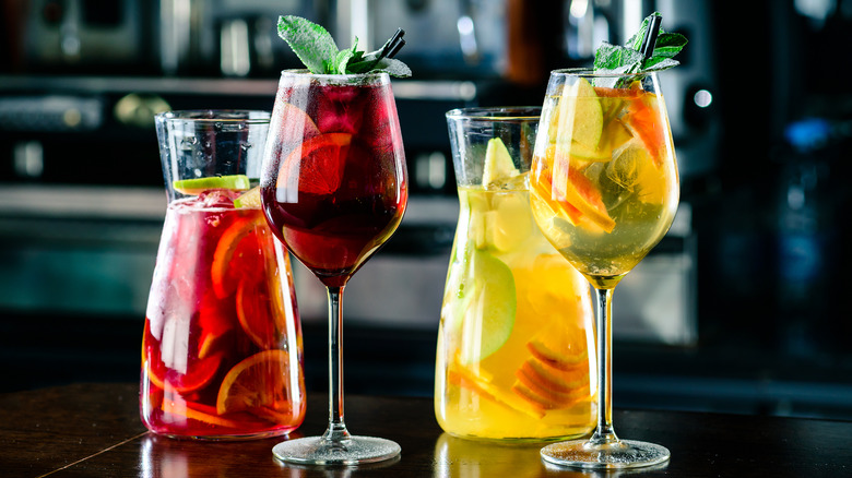 pitchers and glasses of sangria