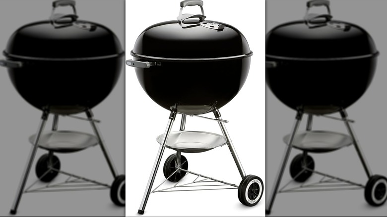 A black charcoal barbecue.
