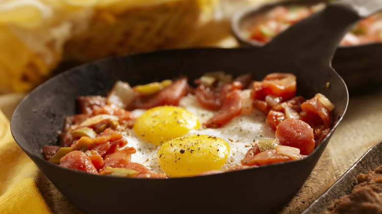 chili with fried egg