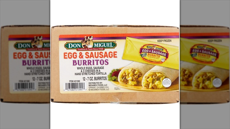 Don Miguel Egg & Sausage Burritos package.