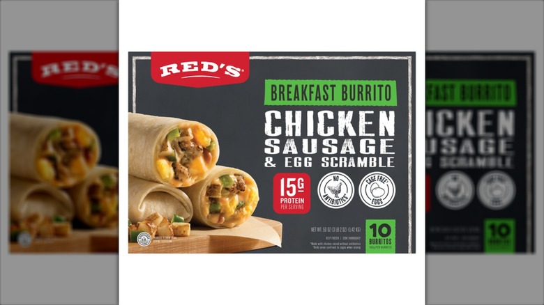 Red's Chicken Sausage & Egg Scramble Breakfast Burrito package.