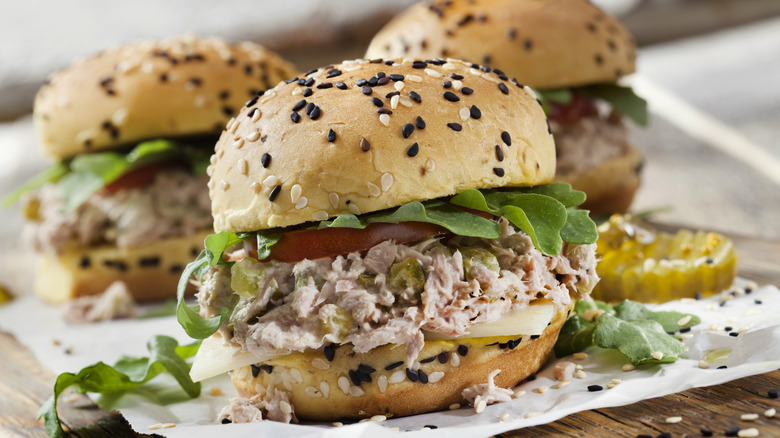 tuna salad sliders on paper