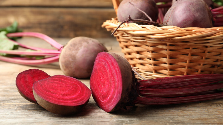 Sliced raw beetroot