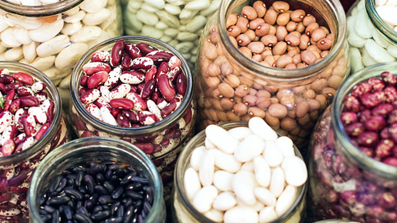 Cans of dried beans.