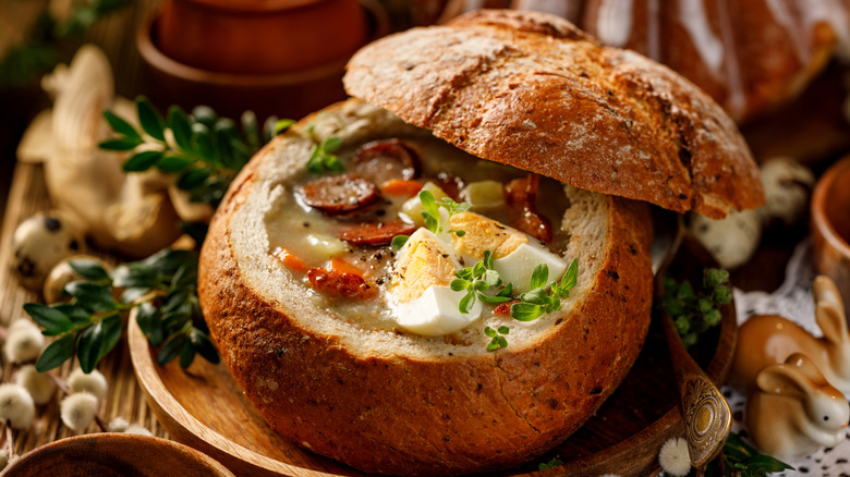 soup filled bread bowl