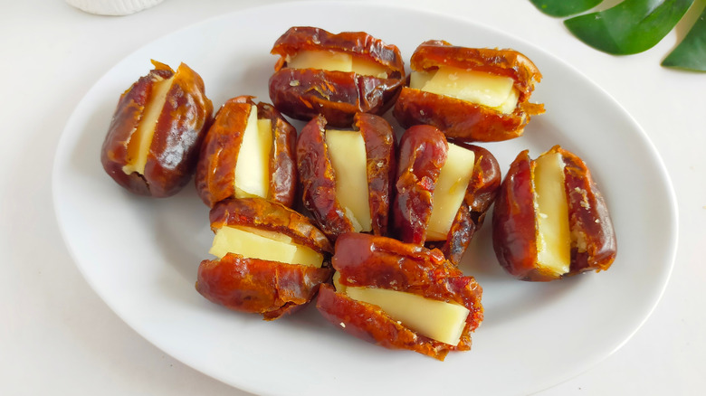 Dates stuffed with cheddar.