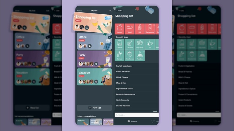 Bring! shopping list interface on phone