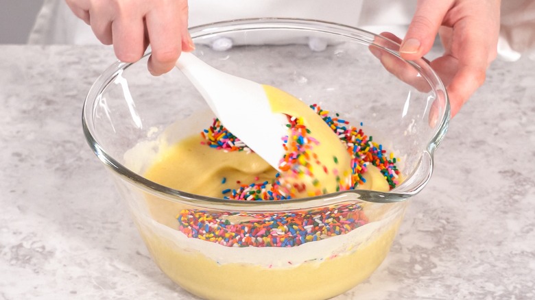 cake batter with sprinkles