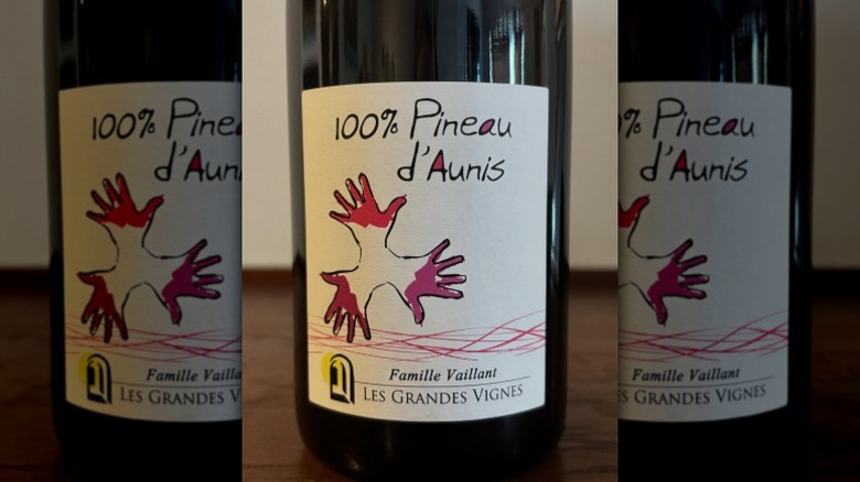 Closeup of a bottle of pineau d'aunis