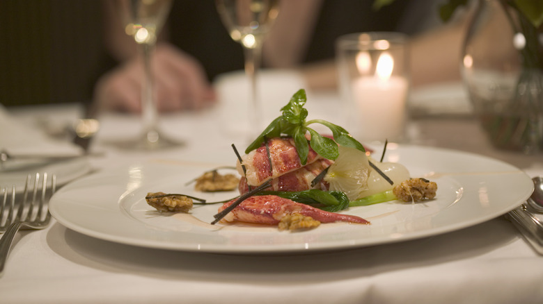 garnished plate at a fine dining restaurant