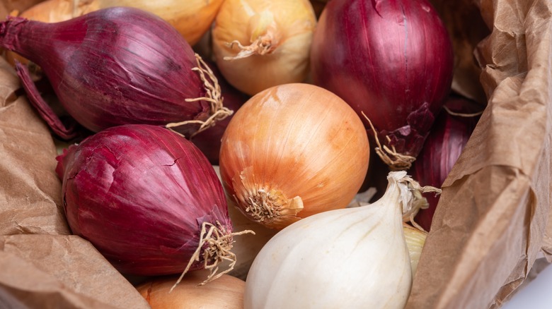 full frame shot of many onions