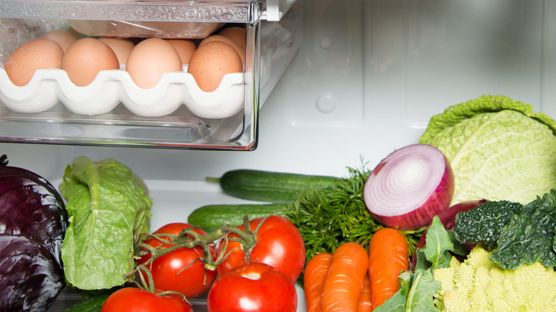 uncovered onion in fridge