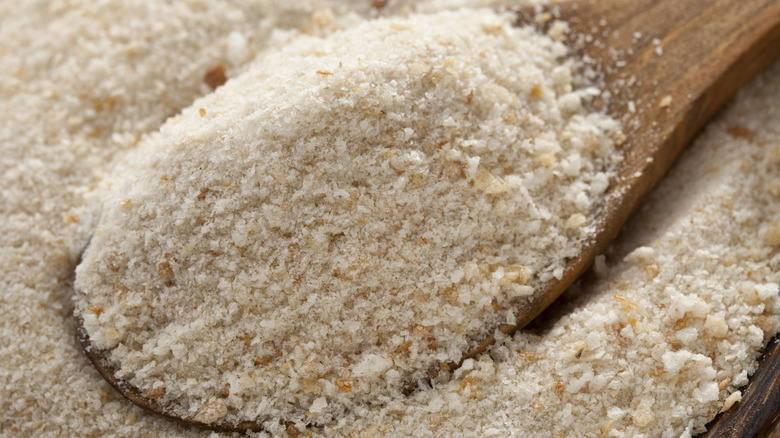 breadcrumbs on a wooden spoon