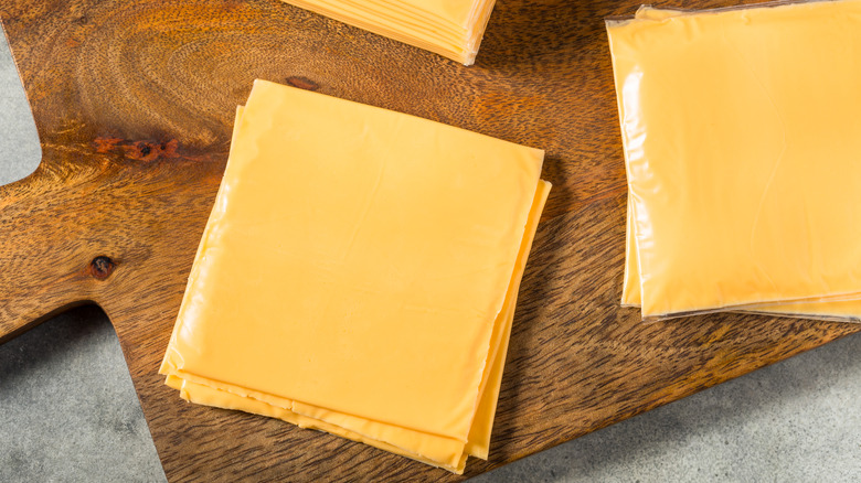 American cheese singles wrapped in plastic