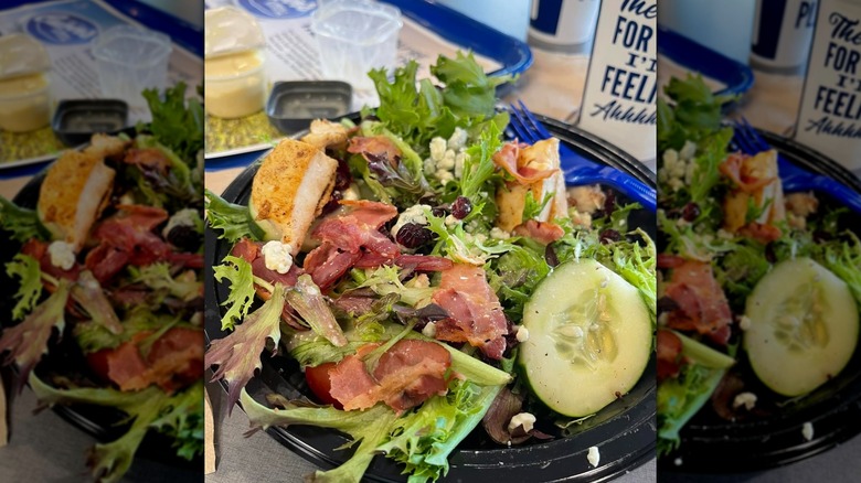 A Culver's salad sitting on a tray