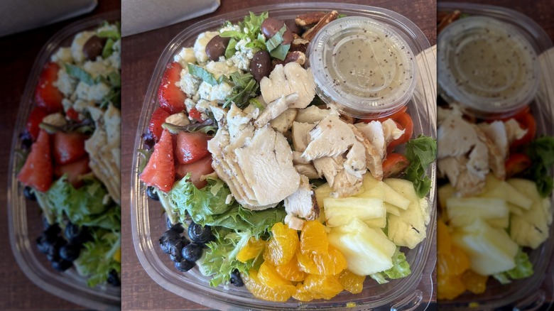 Panera Bread salad with chicken and side dressing