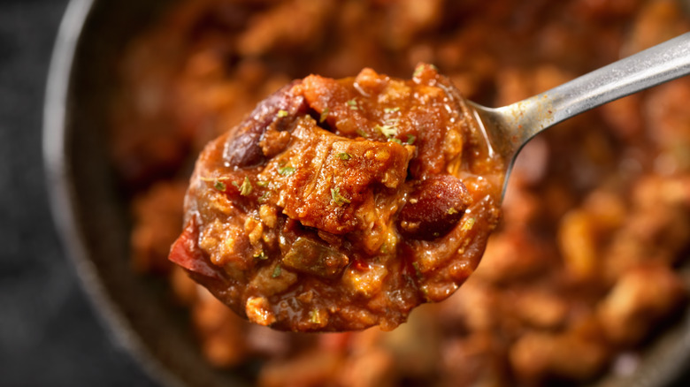 chili on a spoon