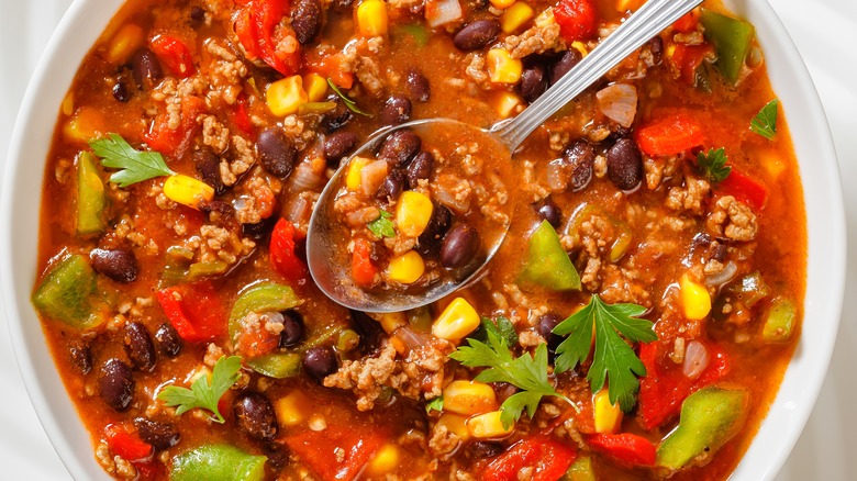 chili with garden veggies