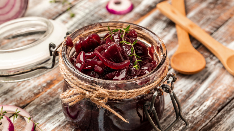onion marmalade in a jar