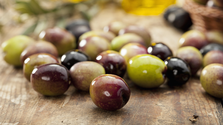 green and black olives