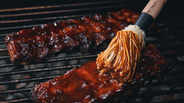 Spareribs on a barbecue grill